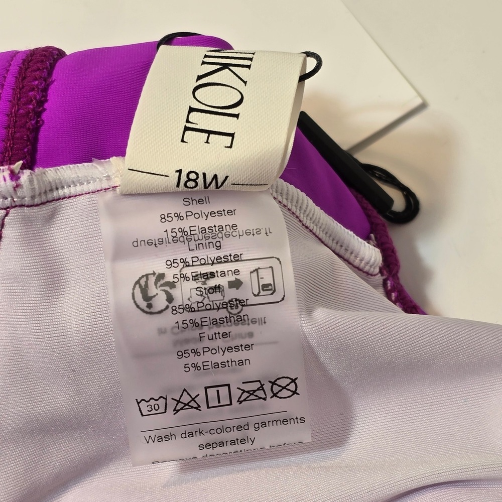 Hanna Nikole Women's 18W Bikini Swimsuit Top Purple Adjustable Straps Tie Back - Picture 4 of 5